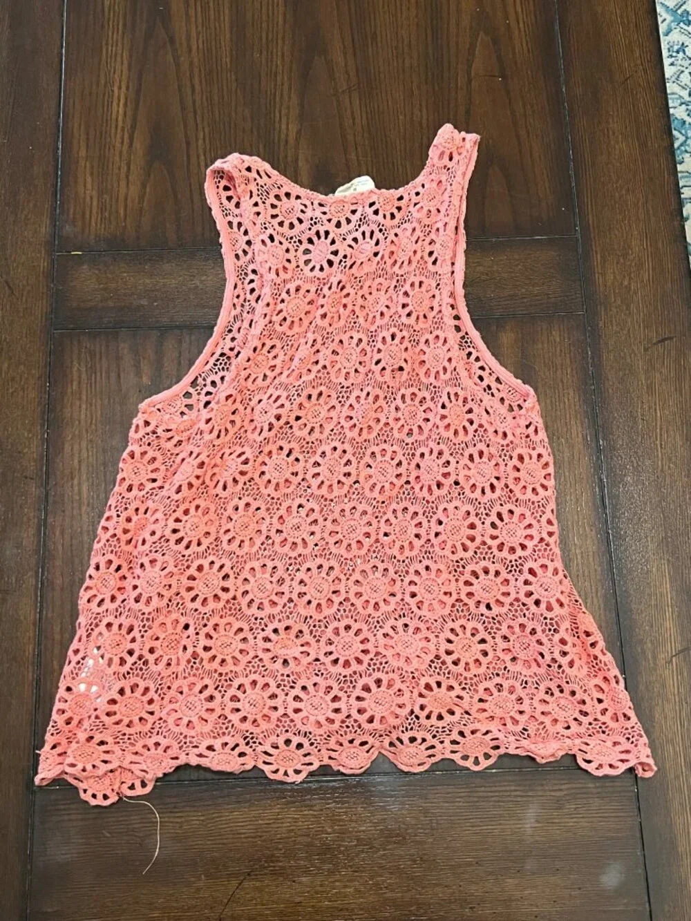 Anthropologie Pins and Needles Pink Crochet Knit Sweater Tank Top Women's Medium - Picture 3 of 7